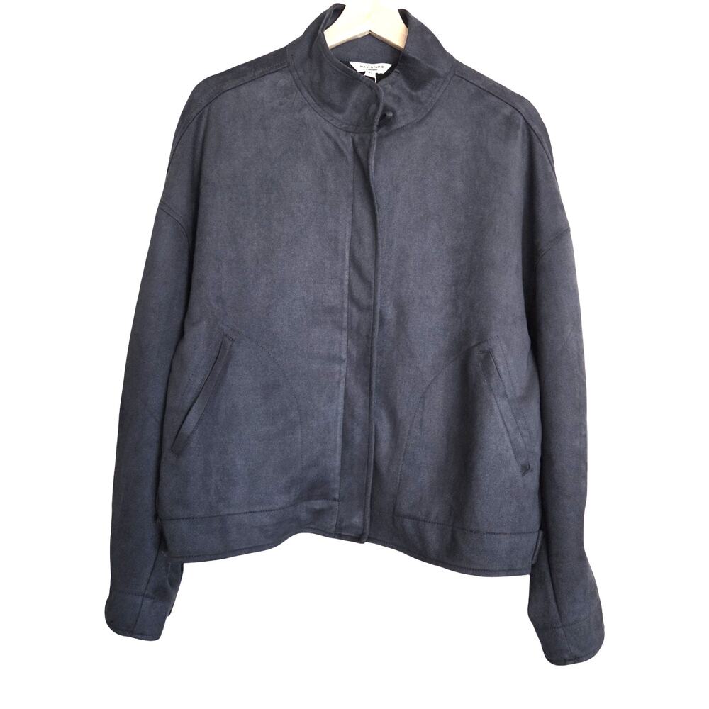 NWT Max Studio | Faux Suede Full Zip Up Bomber Jacket Pockets Grunge Moto